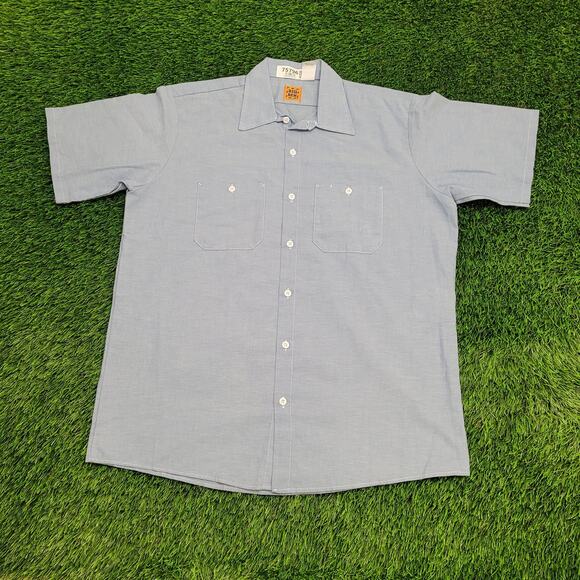 Vintage 90s Big-Ben Button Shirt Large 24x31 Wrangler Baggy - Picture 1 of 13